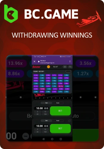Withdrawing Winnings in BC Game Aviator